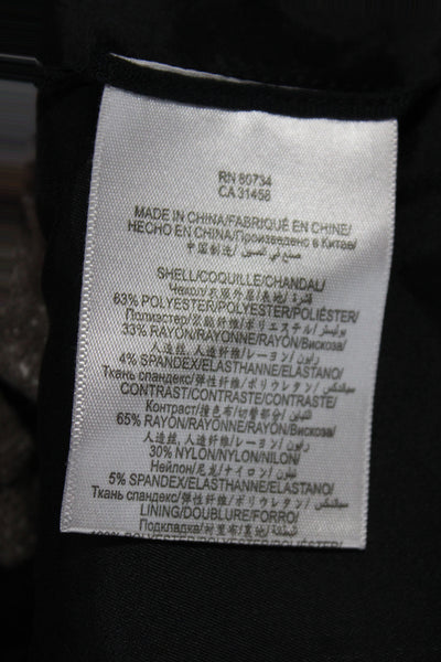 BCBGMAXAZRIA Womens Military Jacket Black Geometric Long Sleeve Size S