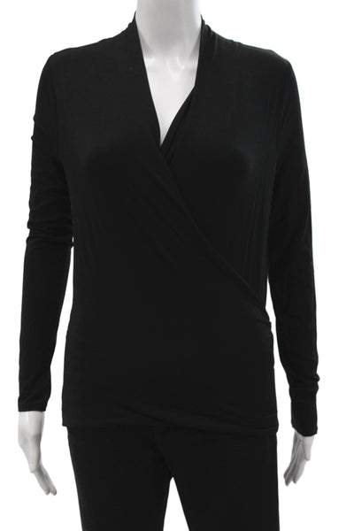 Bailey 44 Women Jersey V-Neck Long Sleeve Black Blouse 95% Rayon Size M