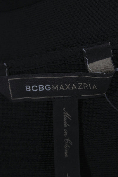 BCBGMAXAZRIA Women Cropped One Shoulder Tank Black Sleeveless Rayon Size L