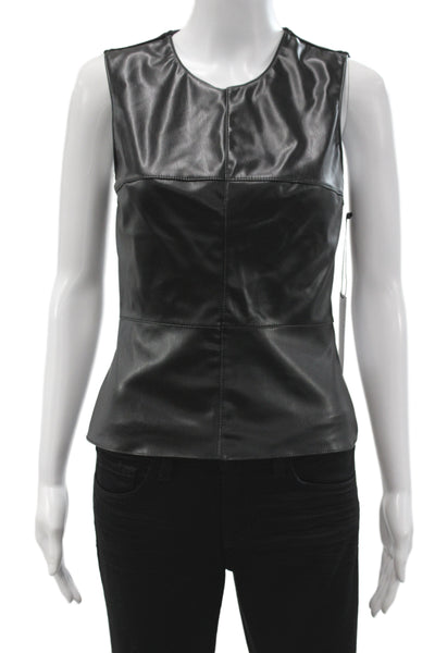 Bailey 44 Womens Basic Sleeveless Tank Black Zip Round Neck Size S