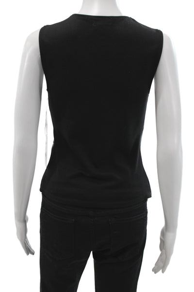 Bailey 44 Womens Basic Sleeveless Tank Black Zip Round Neck Size S