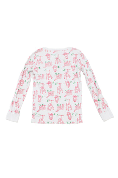 Roller Rabbit Girls Monkey Print Henley Long Sleeve Top Pajama Set Pink Size 8