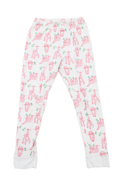 Roller Rabbit Girls Monkey Print Henley Long Sleeve Top Pajama Set Pink Size 8