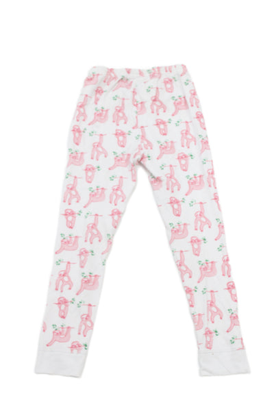 Roller Rabbit Girls Monkey Print Henley Long Sleeve Top Pajama Set Pink Size 8