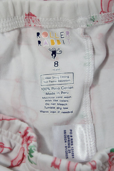 Roller Rabbit Girls Monkey Print Henley Long Sleeve Top Pajama Set Pink Size 8