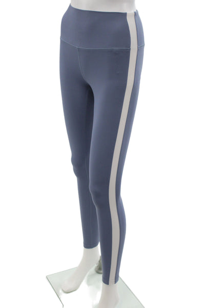 Splits59 Womens Compression Leggings Blue Striped Polyester Athleisure Size XS