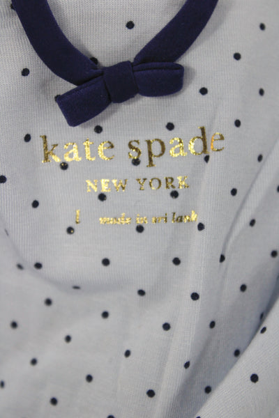 Kate Spade Women's Two Piece Short Sleeves Polka Pajama Set Blue Size L
