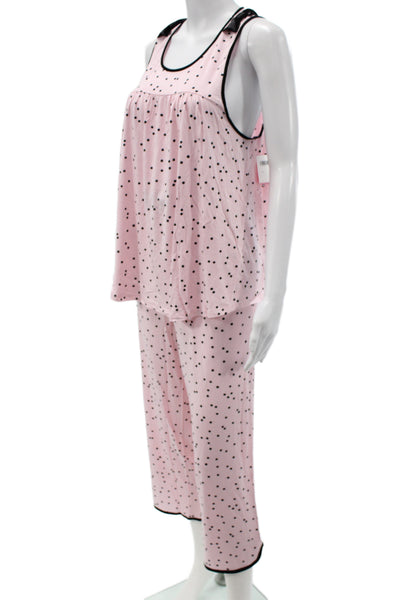 Kate Spade Women's Short Sleeves Two Piece Pajama Set Pink Polka Dot Size L