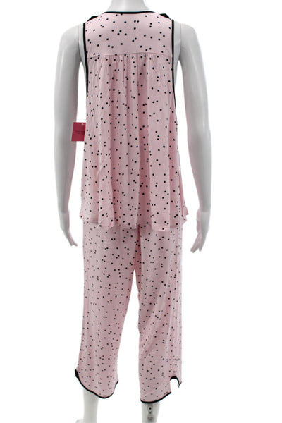 Kate Spade Women's Short Sleeves Two Piece Pajama Set Pink Polka Dot Size L