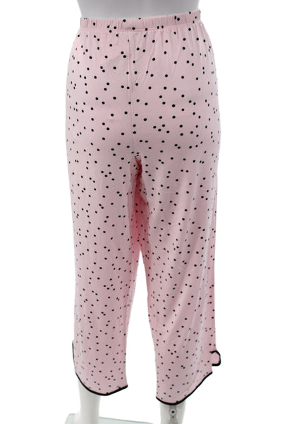 Kate Spade Women's Short Sleeves Two Piece Pajama Set Pink Polka Dot Size L