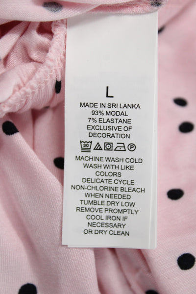 Kate Spade Women's Short Sleeves Two Piece Pajama Set Pink Polka Dot Size L