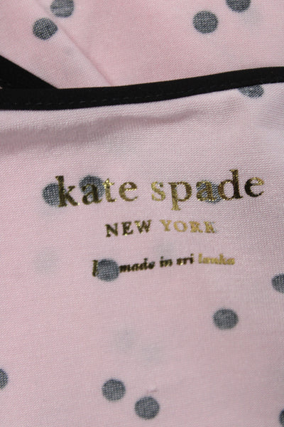 Kate Spade Women's Short Sleeves Two Piece Pajama Set Pink Polka Dot Size L
