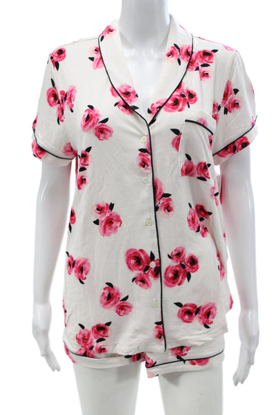 Kate Spade Women's Short Sleeves Floral Two Piece Pajama Set Size L