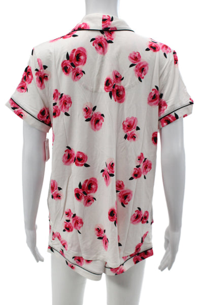 Kate Spade Women's Short Sleeves Floral Two Piece Pajama Set Size L