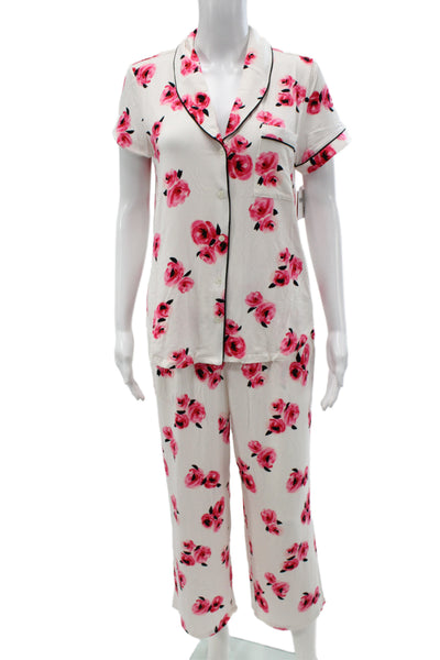 Kate Spade Women's Short Sleeves Floral Two Piece Pajama Set Size M