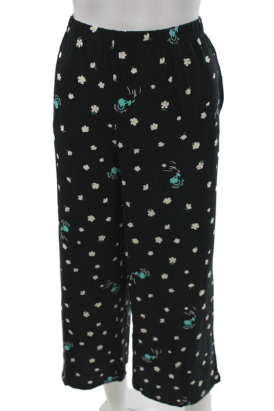Kate Spade Women's Short Sleeves Two Piece Shorts Pajama Set Black Floral Size L