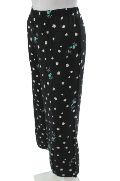 Kate Spade Women's Short Sleeves Two Piece Shorts Pajama Set Black Floral Size L