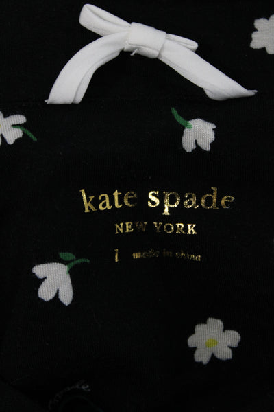 Kate Spade Women's Short Sleeves Two Piece Shorts Pajama Set Black Floral Size L