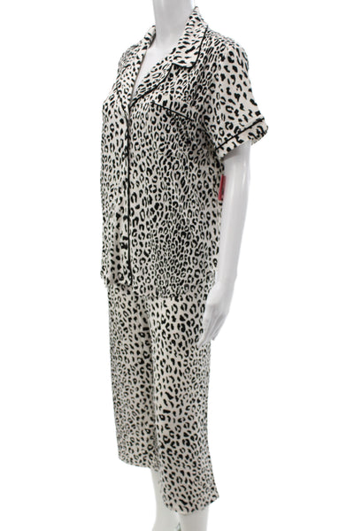Kate Spade Women's Short Sleeves Two Piece Animal Print Pajama Sets Size L