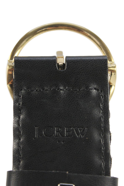 J Crew Womens Leather Woven Textured Round Buckled Belt Navy Size M