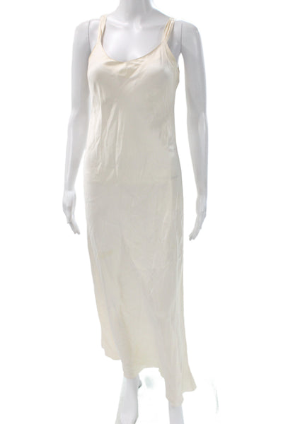 Nordstrom Women Full Slip Silk Scoop Neck Long Ivory Sleeveless Size XS