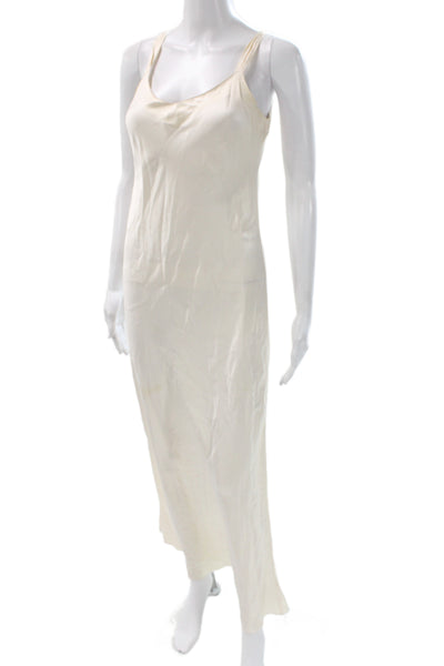 Nordstrom Women Full Slip Silk Scoop Neck Long Ivory Sleeveless Size XS