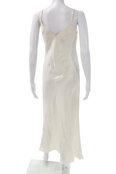 Nordstrom Women Full Slip Silk Scoop Neck Long Ivory Sleeveless Size XS