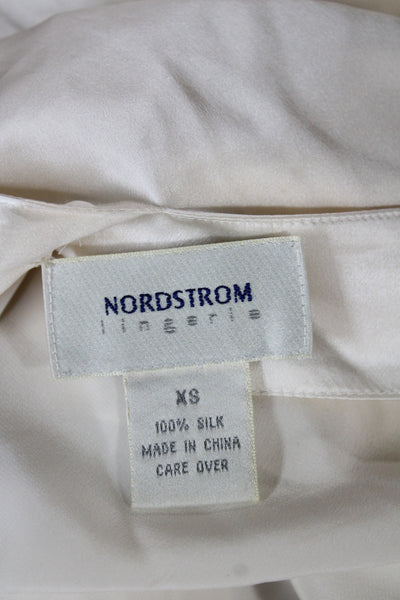 Nordstrom Women Full Slip Silk Scoop Neck Long Ivory Sleeveless Size XS
