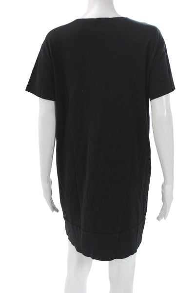 Zara Trafaluc Women T Shirt Dress Black V Neck Short Sleeve Cotton Size M