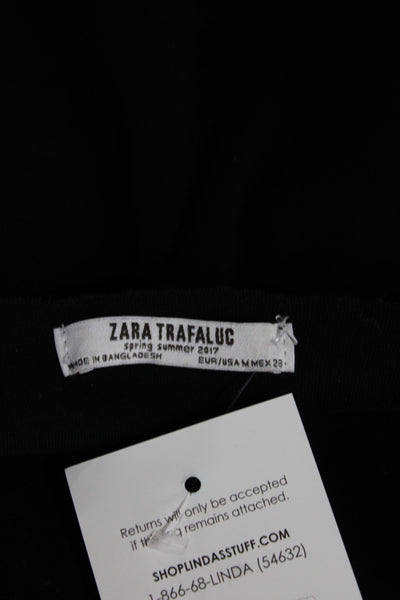 Zara Trafaluc Women T Shirt Dress Black V Neck Short Sleeve Cotton Size M