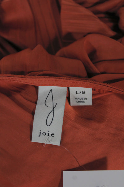 Joie Women Maxi Dress Orange V-Neck Short Sleeve Boho Polyester Size L