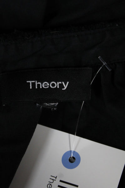 Theory Womens Shift Dress Black V Neck Sleeveless Cotton Size M