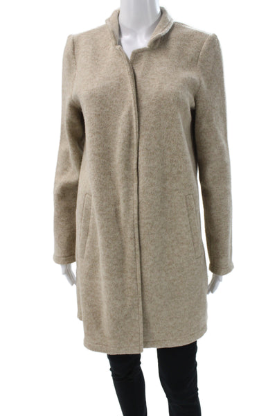 Vero Moda Womens Overcoat Beige Snap Long Sleeve Polyester Size M