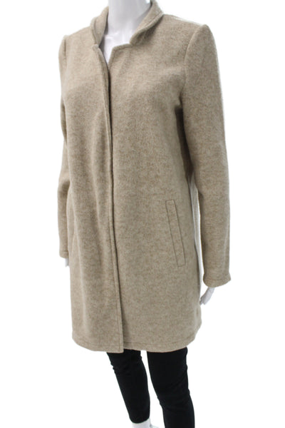 Vero Moda Womens Overcoat Beige Snap Long Sleeve Polyester Size M