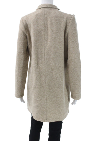 Vero Moda Womens Overcoat Beige Snap Long Sleeve Polyester Size M