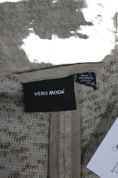 Vero Moda Womens Overcoat Beige Snap Long Sleeve Polyester Size M