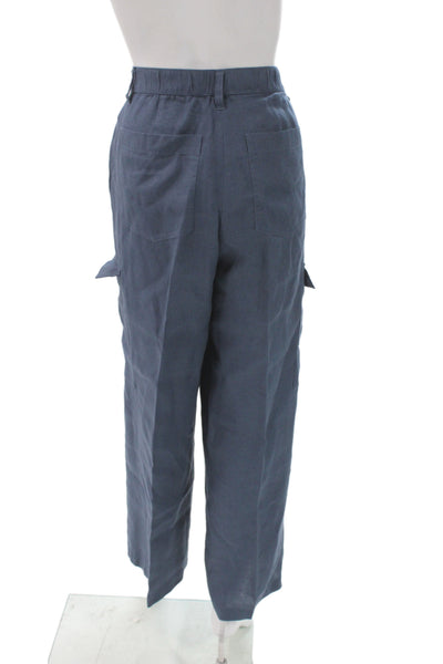 Eileen Fisher Women Blue Linen Cargo Pants Petite Size S