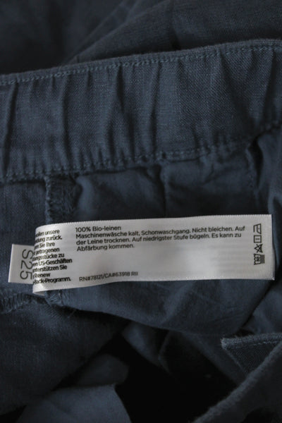 Eileen Fisher Women Blue Linen Cargo Pants Petite Size S