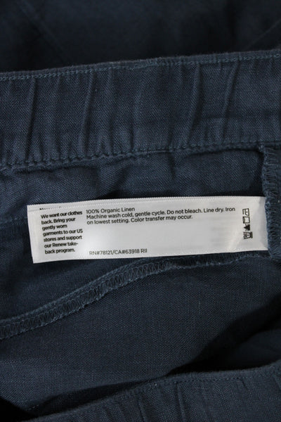 Eileen Fisher Women Blue Linen Cargo Pants Petite Size S
