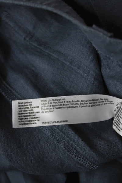Eileen Fisher Women Blue Linen Cargo Pants Petite Size S