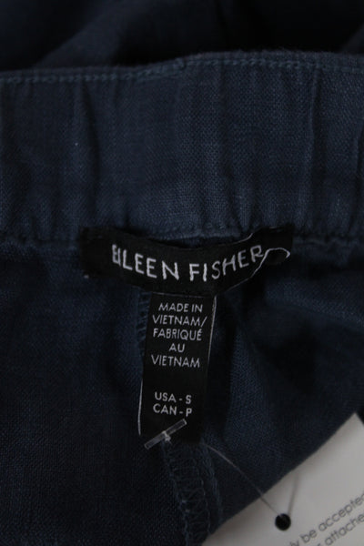 Eileen Fisher Women Blue Linen Cargo Pants Petite Size S
