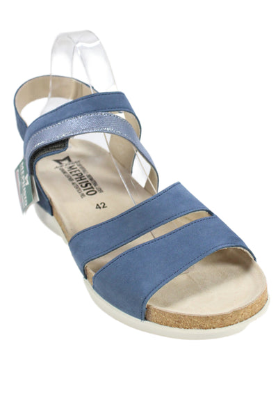 Mephisto Womens Suede Orly Slingbacks Sandals Denim Blue Size 12
