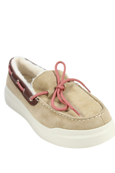 Cole Haan Grandseries Womens Suede Lace Up Boat Shoes Beige Brown Size 10 B