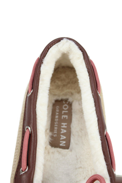 Cole Haan Grandseries Womens Suede Lace Up Boat Shoes Beige Brown Size 10 B