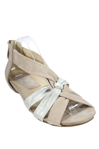 Earthies® Womes Suede Strappy Sora Sandals Beige Silver Size 11 B