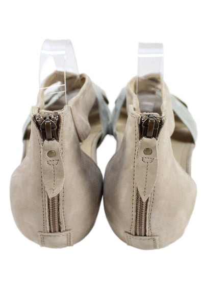 Earthies® Womes Suede Strappy Sora Sandals Beige Silver Size 11 B