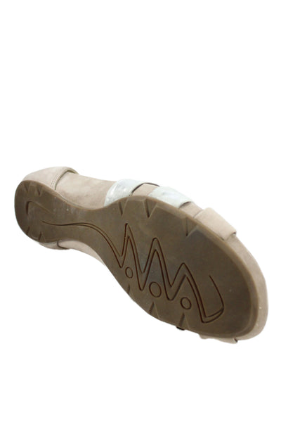 Earthies® Womes Suede Strappy Sora Sandals Beige Silver Size 11 B
