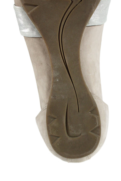 Earthies® Womes Suede Strappy Sora Sandals Beige Silver Size 11 B