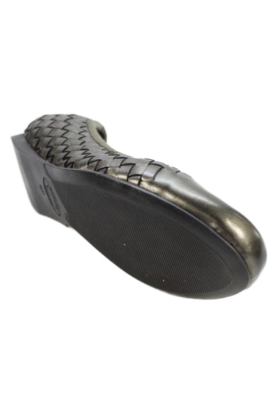 Robert Zur Womens Leather Woven Slide On Ballet Flats Grey Size 11 Medium