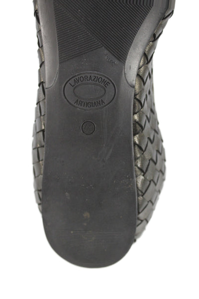Robert Zur Womens Leather Woven Slide On Ballet Flats Grey Size 11 Medium